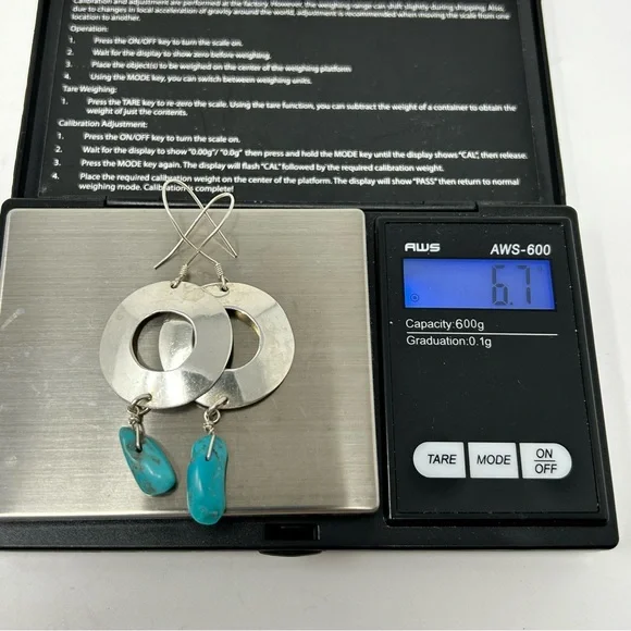 Sterling silver, turquoise bead dangle earrings